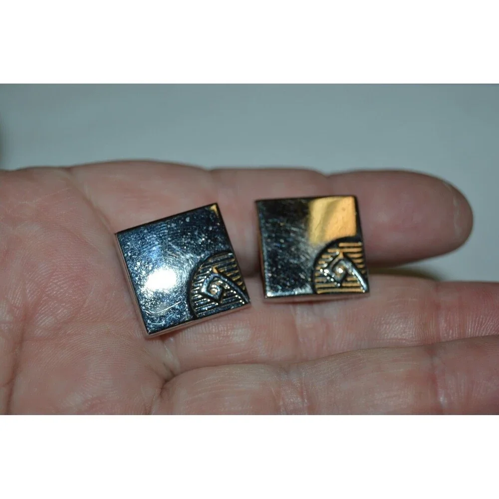 Vintage Silver Tone Square SWANK High End Classic Men's Cuff Links Rare